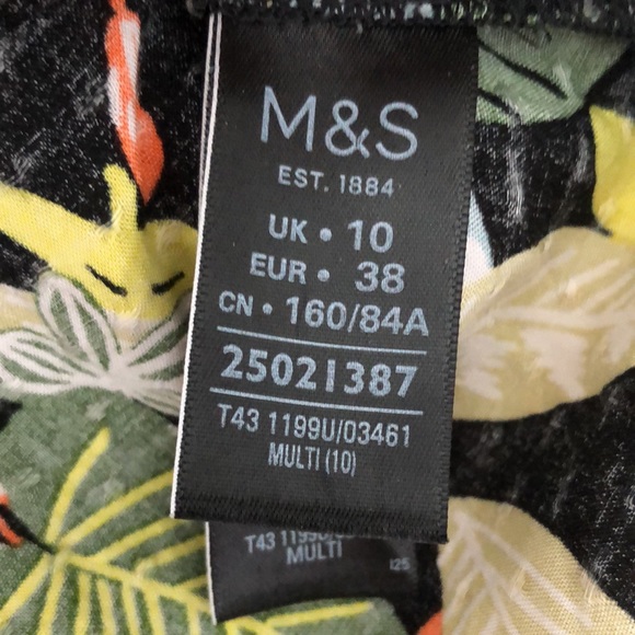 Viscose Bird Top Ruffle Sleeves Print Pattern Soft Jungle Leaves - Picture 4 of 8